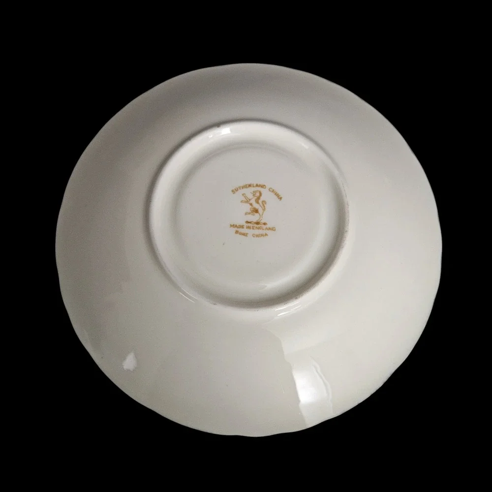 Sutherland China Pink Floral Gold Trim Bone China Saucer Set of 5 England